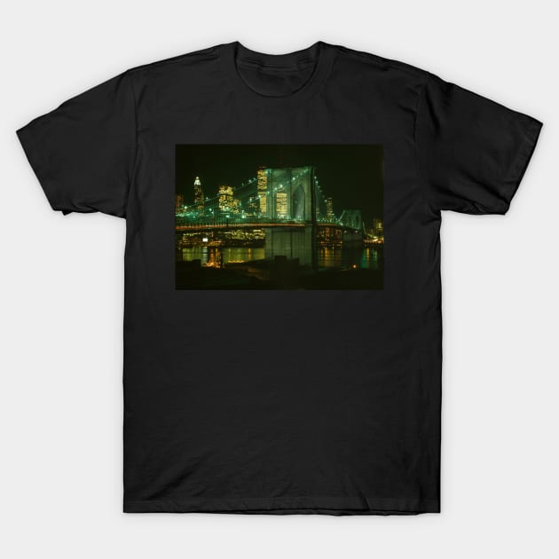 Brooklyn Bridge at Night Photograph T-Shirt by Bravuramedia